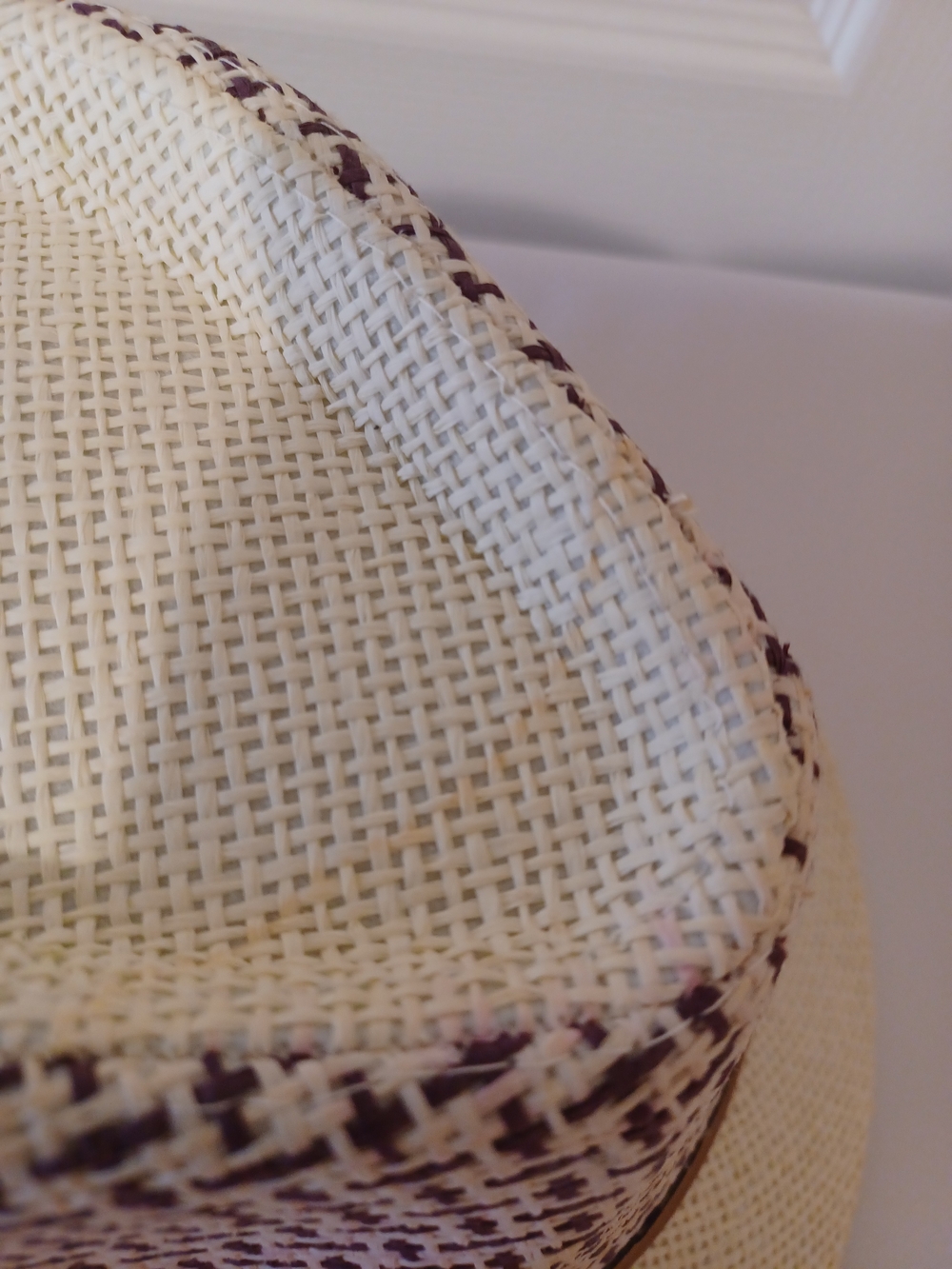 Straw Fedora Hat with Brown Belt - Cream & Purple - Picture 15 of 16